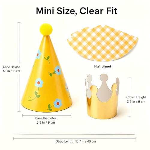 Olen Kids Party Hats 11-Pack with Pom Poms - Birthday Party Supplies
