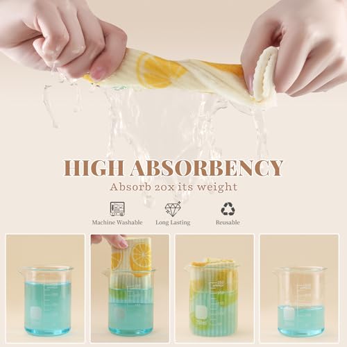 Homaxy Swedish Dishcloths - 6 Pack Reusable, Absorbent & Odor-Free