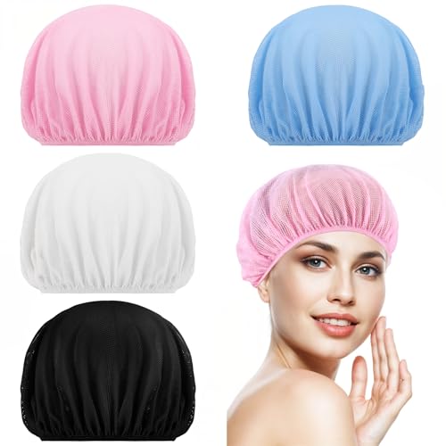 Bremorou 4-Pack Mesh Sleep Bonnets for Curly Hair & Rollers