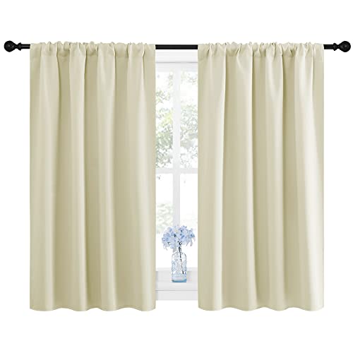 NICETOWN Blackout Curtains - 42x45 Inch Rod Pocket Drapes, Beige (2 Panels)