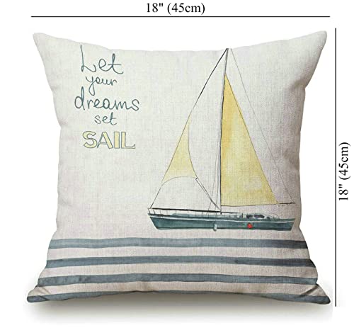 Solekla 18x18 Nautical Pillow Cover Sl88 - Boat in Waves Print