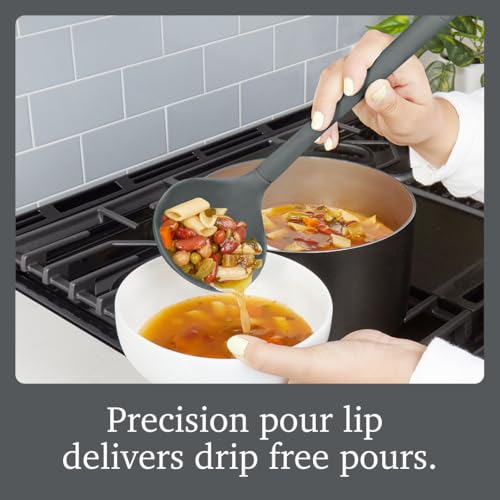 Tovolo Charcoal Silicone Ladle BPA Free Deep Soup Ladle Heat-Resistant Kitchen Utensil