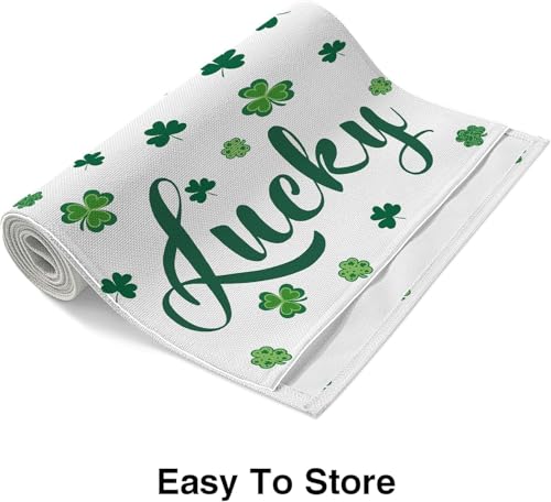 St. Patrick's Day Table Runner - 72x13 Inch Shamrock Linen Decor