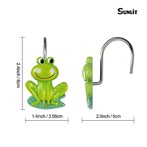 Sunlit Frog Decorative Shower Curtain Hooks - 12 Pack Rustic Resin Rings