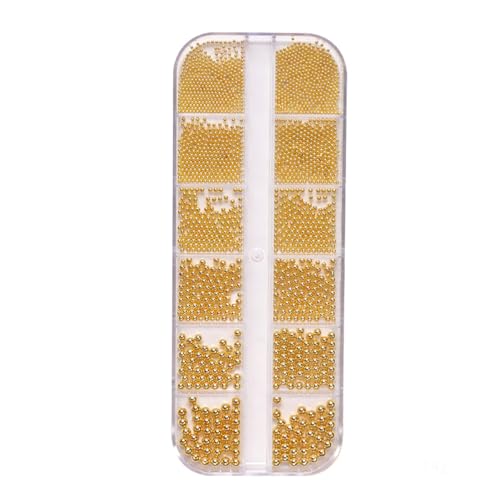 Bellecrey Gold Nail Caviar Beads and Micro Ball Charms Assorted Sizes