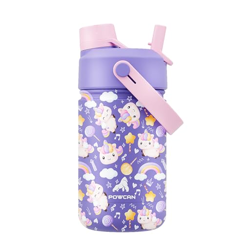 12 oz Insulated Water Bottle for Kids - Unicorn Jam Design, Leakproof Lid, BPA-Free
