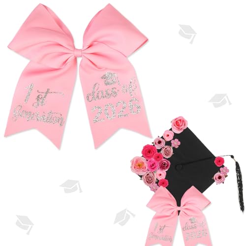 Pink Graduation Bow for Class of 2026 - 7 Inch Hair Clip