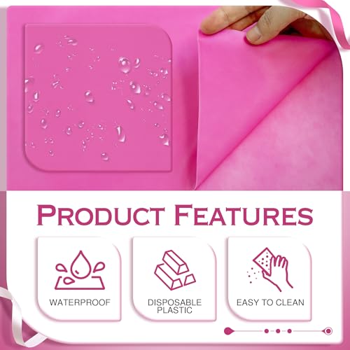 4 Pack Pink & Purple Rectangle Tablecloths - 54x72" Waterproof Plastic Covers for Parties & Events