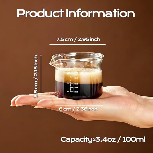 YARRAMATE Borosilicate Espresso Shot Glass - 3.4oz with Precision Pour Spout
