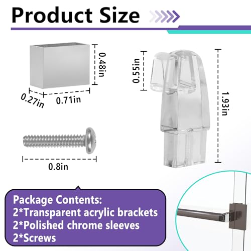 2PCS Acrylic Towel Bar Brackets for Alumax & Basco Framed Shower Doors