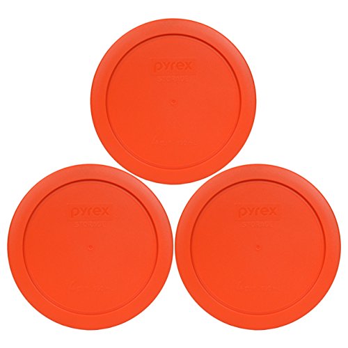 Pyrex 7201-PC Pumpkin Orange Food Storage Lids (3-Pack) - 4-Cup