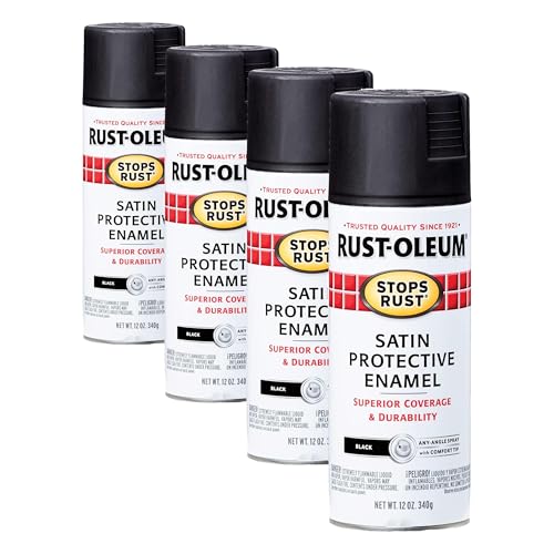 Rust-Oleum Stops Rust Satin Black Spray Paint - 12 oz (Pack of 4)