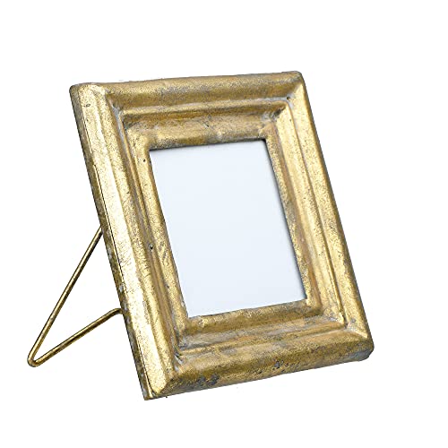 Creative Co-Op Antiqued Gold Square Picture Frame (Holds 3.5" x 3.5" Photo)