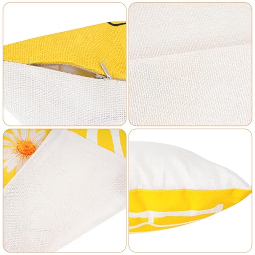 Sunflower Throw Pillow Covers 18x18, Spring Summer Cushion Cases (4 Pack)