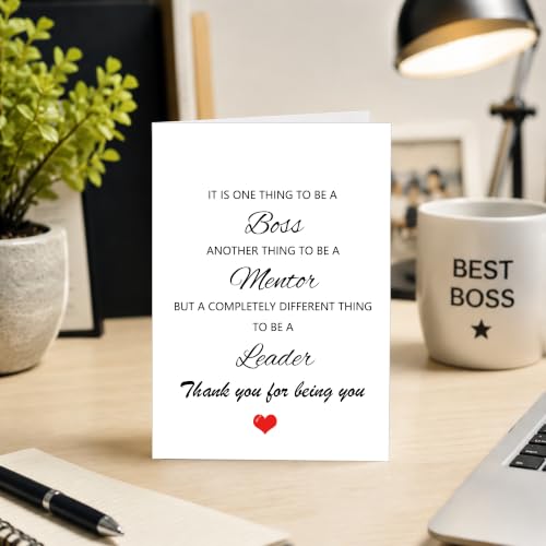 Boss Appreciation Greeting Card with Envelope - Mentor & Leader Gift