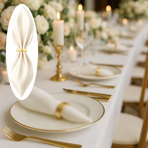 12 Pcs Gold Stainless Steel Napkin Rings - Semicircle Design