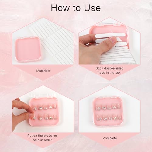 12 Pcs Press on Nail Boxes with Double Sided Tape for Storage