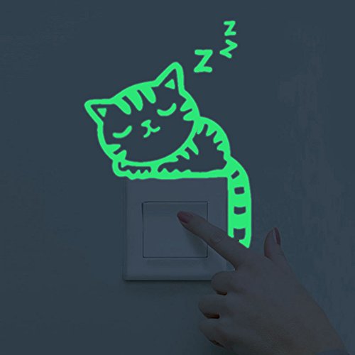 5-Pack Glow in the Dark Light Switch Stickers - Cat & Butterfly Designs