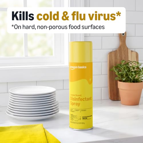 Amazon Basics Disinfectant Spray, Lemon Scent, 19 Oz (Pack of 1)