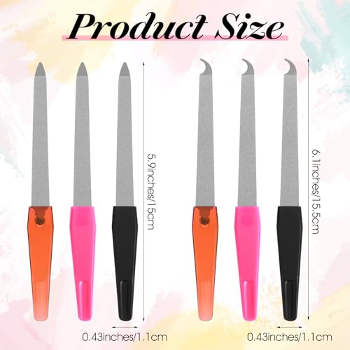 6 PCS Diamond Deb Metal Nail Files Stainless Steel with Pointed Tip