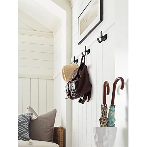 Amerock HBX36686MB | Burbank Single Prong Decorative Wall Hook | Matte Black Hook for Coats, Hats, Backpacks, Bags | Hooks for Bathroom, Bedroom, Closet, Entryway, Laundry Room, Office