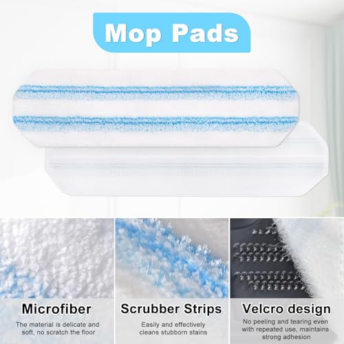 6 Pack Mop Replacement Pads for OCedar H2prO Flat Mop - Washable Microfiber Refills