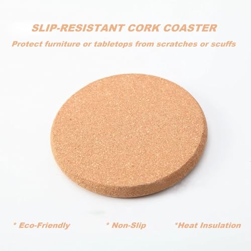 10-Piece Cork Coaster Set, 0.39-Inch Extra Thick Natural Drink Coasters