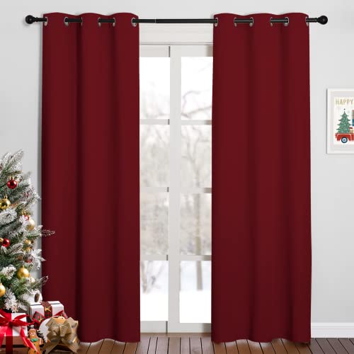 NICETOWN Burgundy Red Blackout Curtains 42" x 84" (2 Panels)