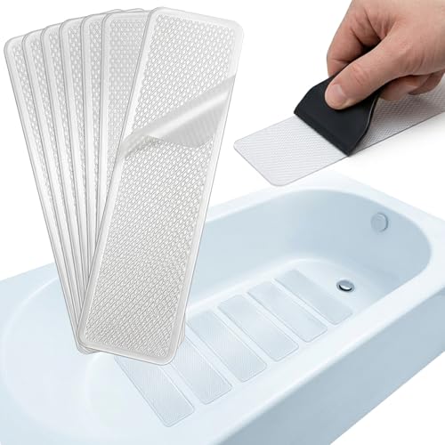 Misisulin 24-Piece Extra-Large Rectangle Non-Slip Shower Floor Stickers - Safety Anti-Slip Decals for Bathtubs, Stairs, and Shower Floors