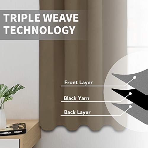 Easy-Going Thermal Blackout Curtains - 52x84 Inch Natural Grommet Panels (2)