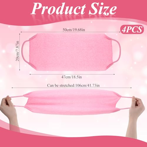 Yuomeaz 4 Pcs Exfoliating Back Scrubber & Nylon Shower Washcloth Set