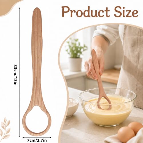 JJUNW Natural Wooden Dough Whisk for Sourdough & Pastry Mixing