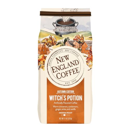 New England Coffee Witch's Potion Ground Coffee 11oz Pack of 6 – Spiced Arabica Blend