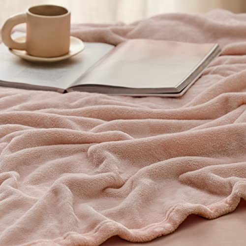 Bedsure Twin Fleece Blanket Dusty Pink Lightweight Microfiber Bed Couch Sofa