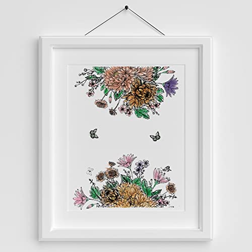 Butterfly & Flower Clear Stamps for Card Making - 14.5x14cm