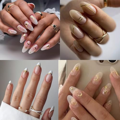 IDDFEVE Gold Moon Star Nail Stickers - 30 Sheets Self-Adhesive 3D Decals