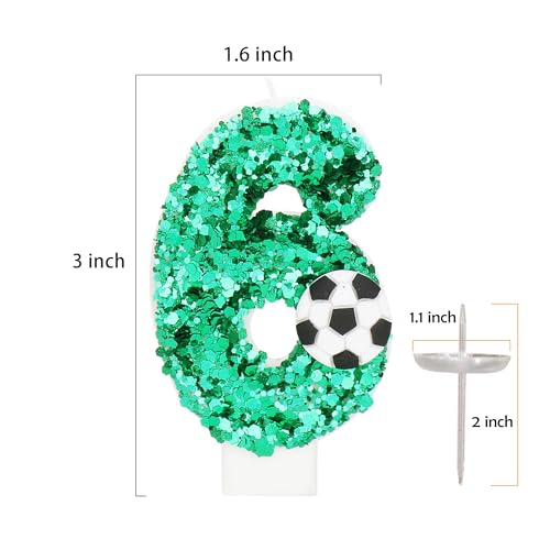 Number 6 Birthday Candle - Soccer Party Cake Topper Decoration