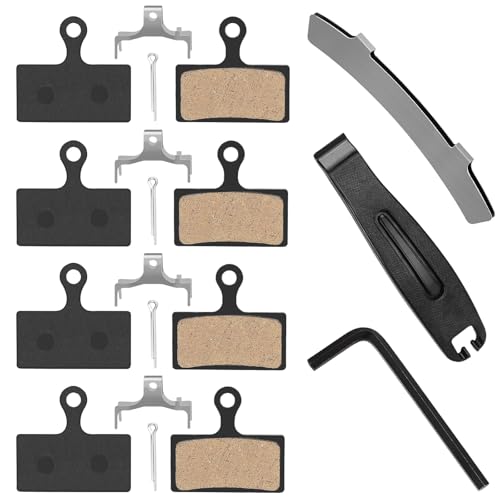 4 Pairs Bicycle Disc Brake Pads Compatible for Shimano Brake Pads SLX Deore XT M615 M675 M666 M785 M985 M987 M988 M6000 M7000 M8000 M8020 M9000 M9020 MTB Bike Brake Pads(with 3 Installation Tools)