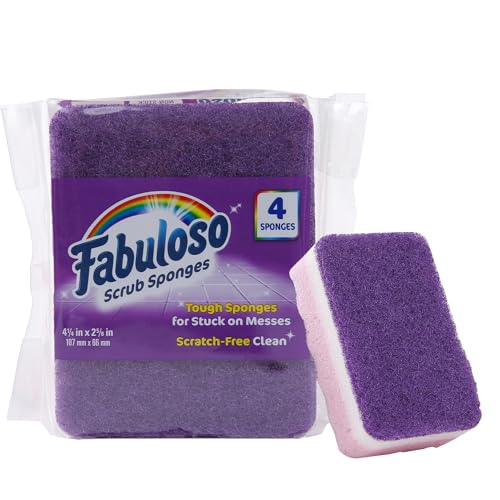 Fabuloso Scratch-Free Kitchen Dish Sponges, 4 Count - Purple