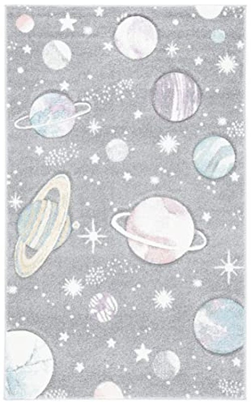 SAFAVIEH Carousel Kids Collection Accent Rug - 4' x 6', Grey & Lavender, Non-Shedding & Easy Care, Ideal for High Traffic Areas for Boys & Girls in Playroom, Nursery, Bedroom (CRK103F)