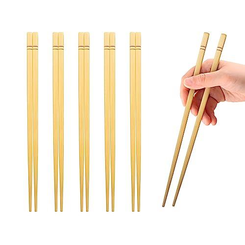 9.5-Inch Bamboo Chopsticks - Set of 5 Pairs, Eco-Friendly Design
