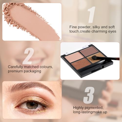 UOCK Four-Color Brown Eyeshadow Palette Matte and Shimmer Nude Makeup