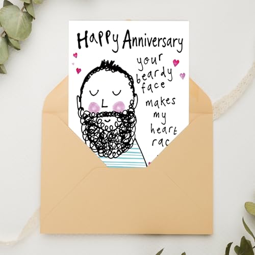 Funny Beard Anniversary Card for Husband or Boyfriend