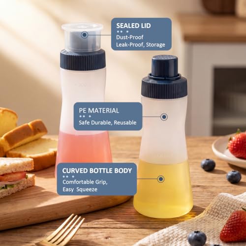 Havawish 2-Pack Cake Moistening Bottles - 12oz Graduated Syringe Dispenser with Sealing Lid