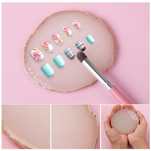 Ouligay Resin Makeup Mixing Palette with Gold Edge for Nail Art and Cosmetics