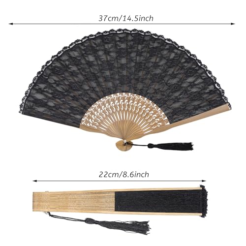 Choyaxo Multicolor Lace Bamboo Folding Handheld Fan with Cloth Cover