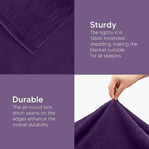 King Size Purple Fleece Blanket - Ultra Soft & Durable (90x102 Inch)
