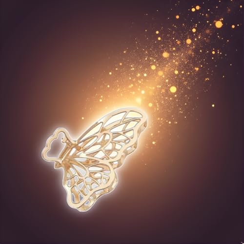 ZLmoue Gold Metal Butterfly Hair Claw Clip for Thick Hair