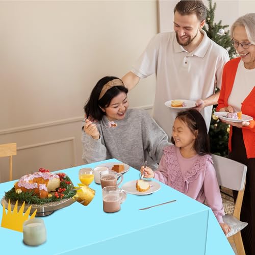 Light Blue Disposable Tablecloth 54x108 for 6-8 ft Tables - 2 Pack