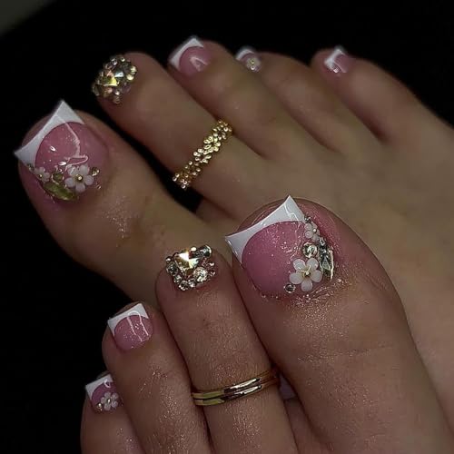 FIEONCIY Press on Toenails with Designs Acrylic Fake Nails JP3349